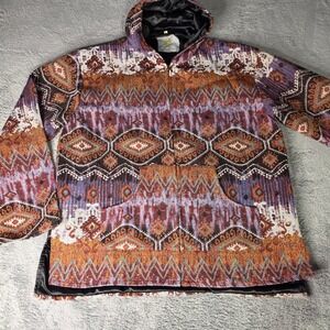 Sunshine Joy Mens 48 Tapestry Hoodie Jacket Multicolor Southwestern Zip Up Boho